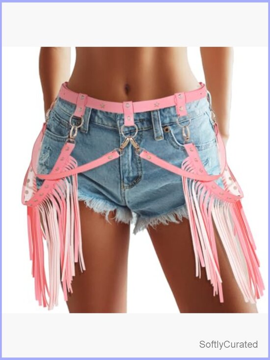 Cowgirl Fringe Belt PU Leather Tassel Waist Harness Belt Women Costume Accessory main image 4